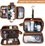 BAGSPRITE Toiletry Bag for Men, Travel Bag for Toiletries, Mens Toiletry Bag Shaving Dopp Kit Organizer, Large Water-resistant Travel Bathroom Bag for Traveling, Black/Brown - Image 8